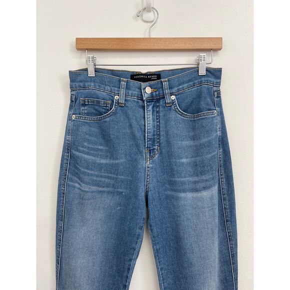 Veronica Beard Jeans Carson Ankle Flare High Rise Juno Wash Distressed - Size 27 - Picture 3 of 11